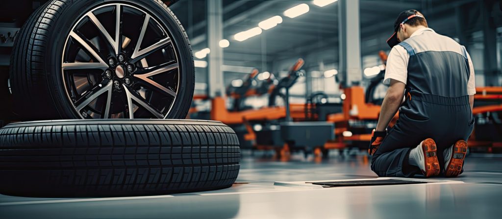 Technician fitting tyres at AutoFix4u garage in Lowestoft