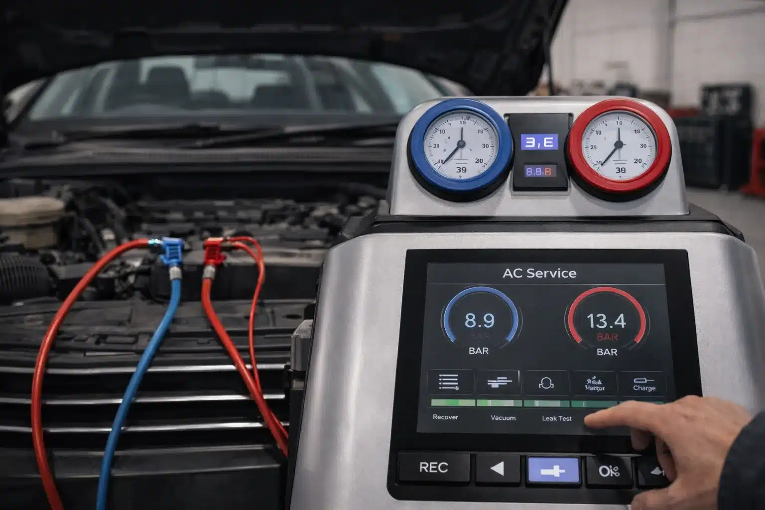 Air con regas machine servicing car air conditioning in Lowestoft