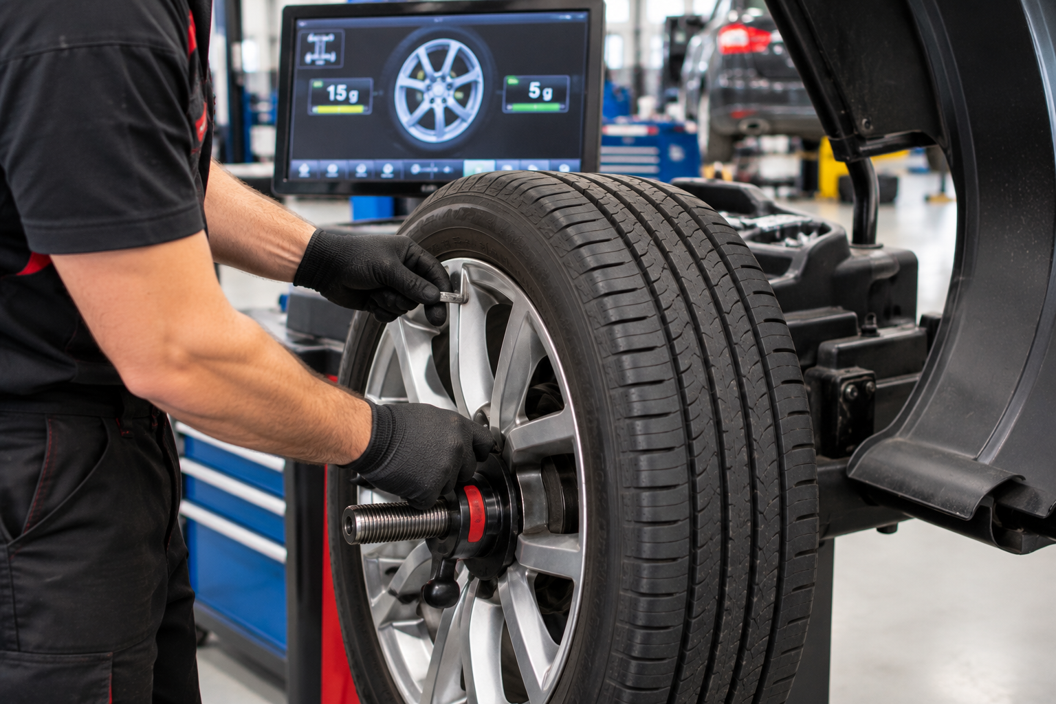 New tyre installation and wheel inspection