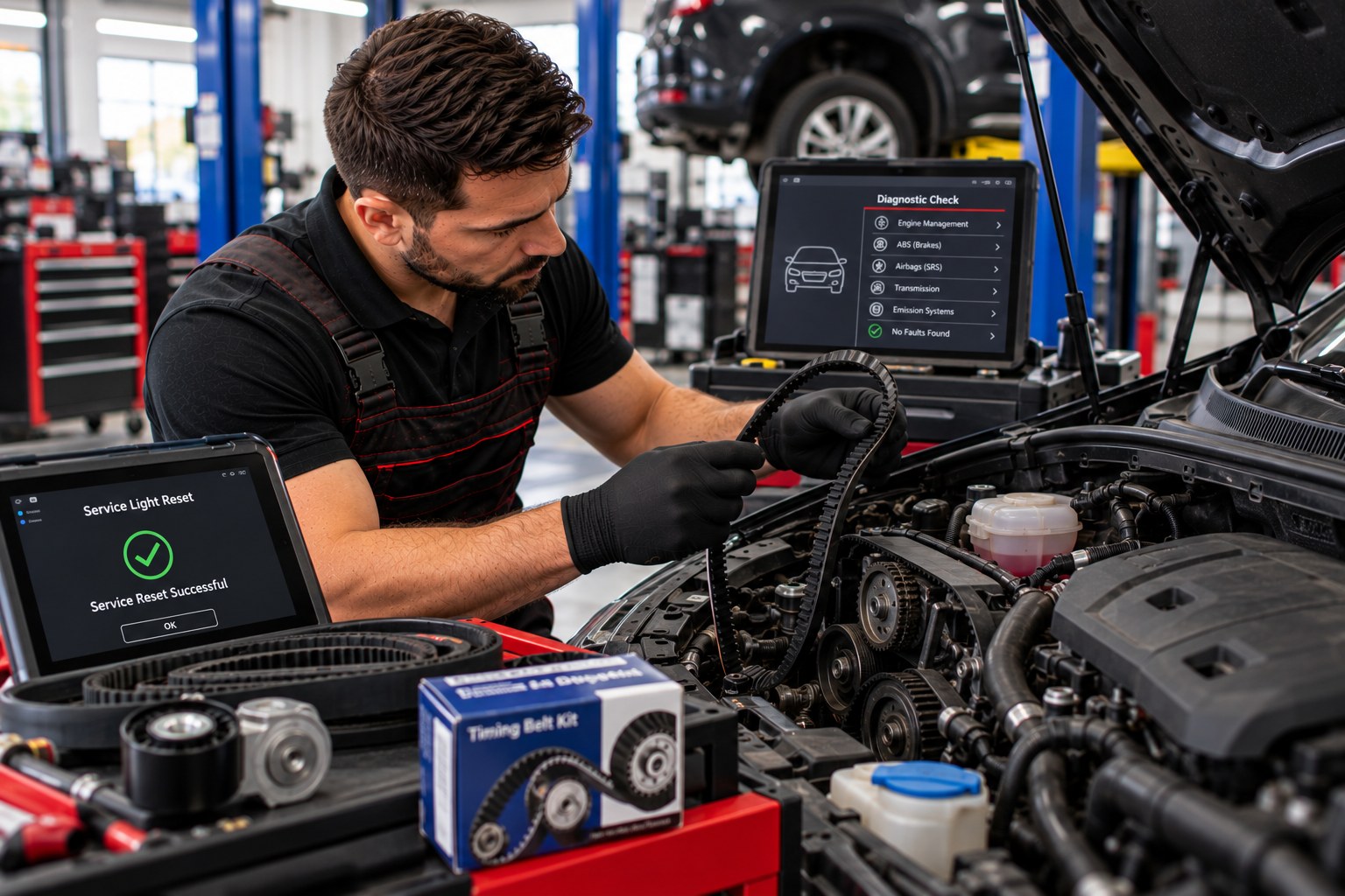 Timing and auxiliary belt inspection during major service