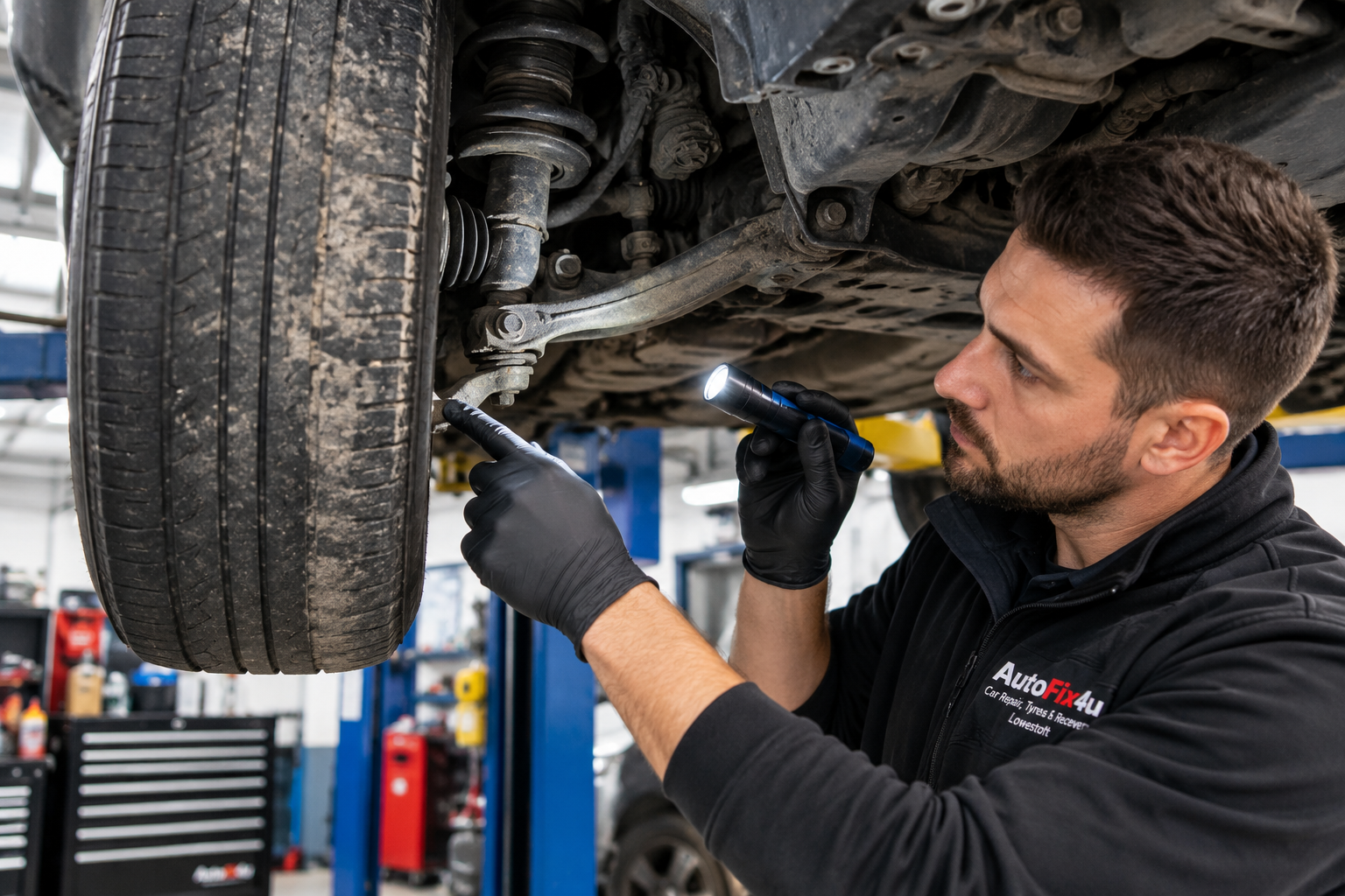 Tyre condition and pressure inspection at AutoFix4u Garage