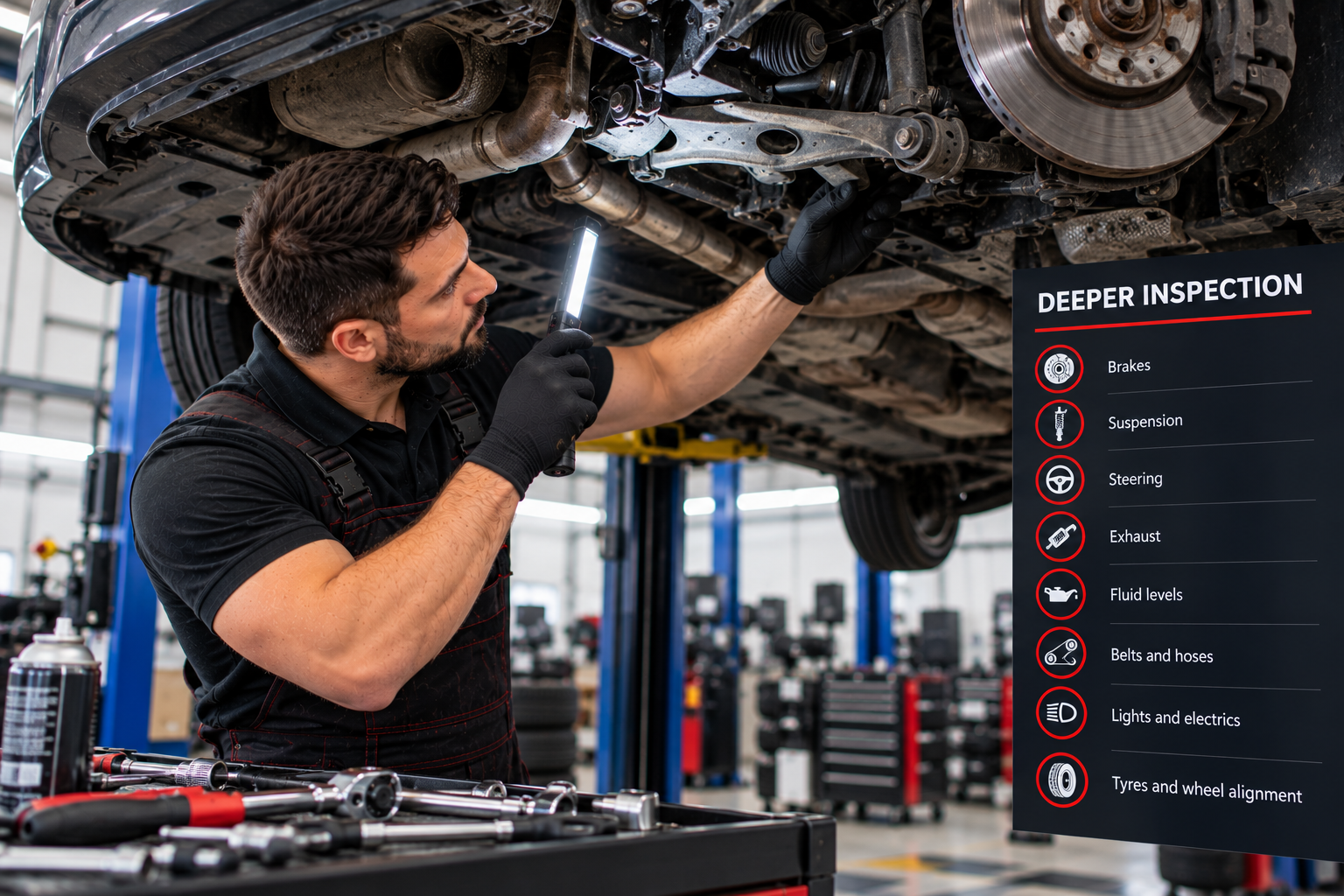 Detailed vehicle inspection during major service in Lowestoft