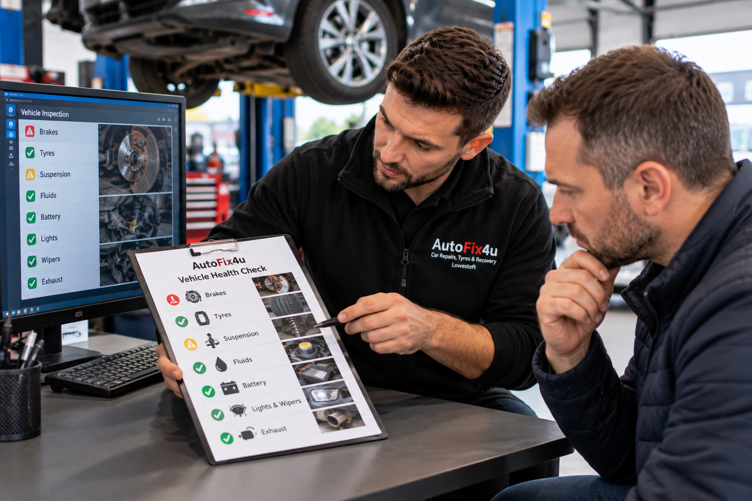 Vehicle health check report and recommendations in Lowestoft