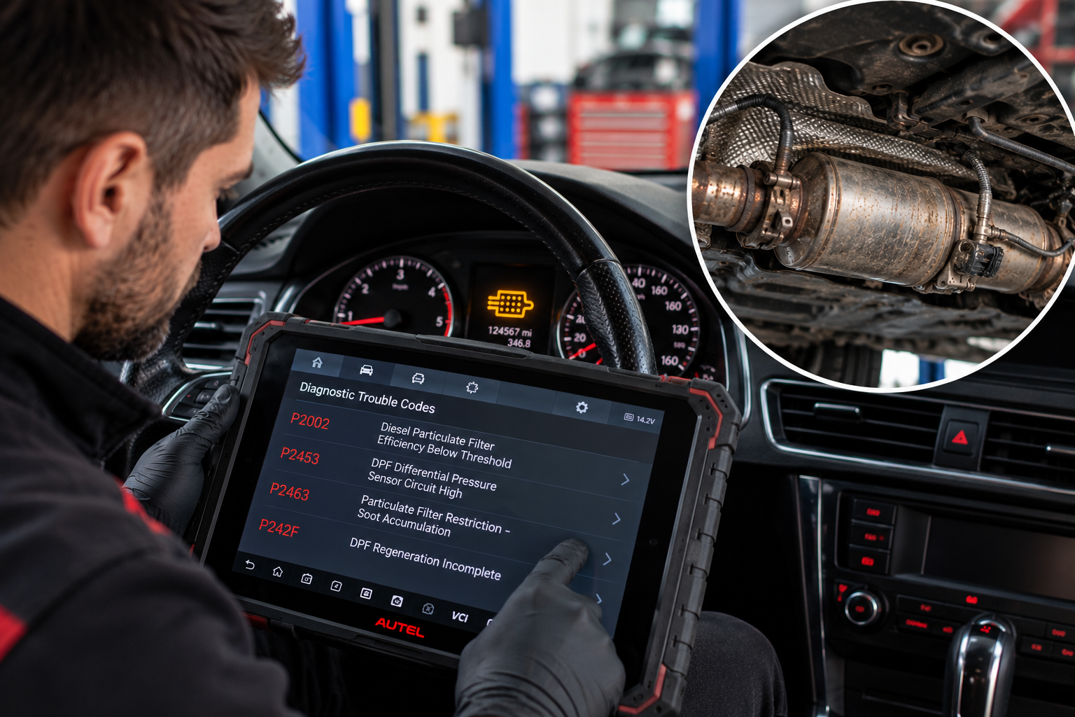 Vehicle inspection during DPF service in Lowestoft