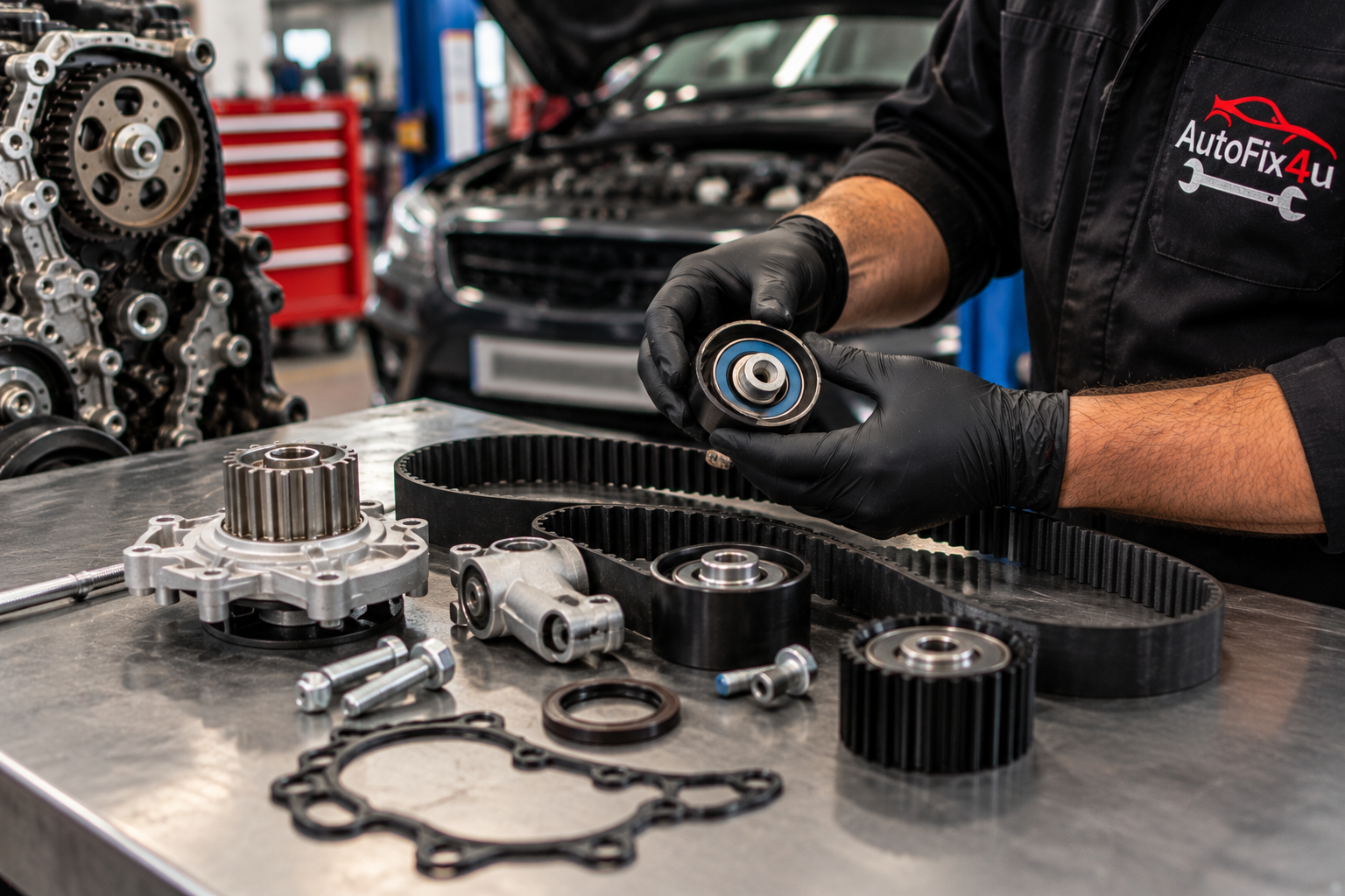 Mechanical component inspection at AutoFix4u Garage