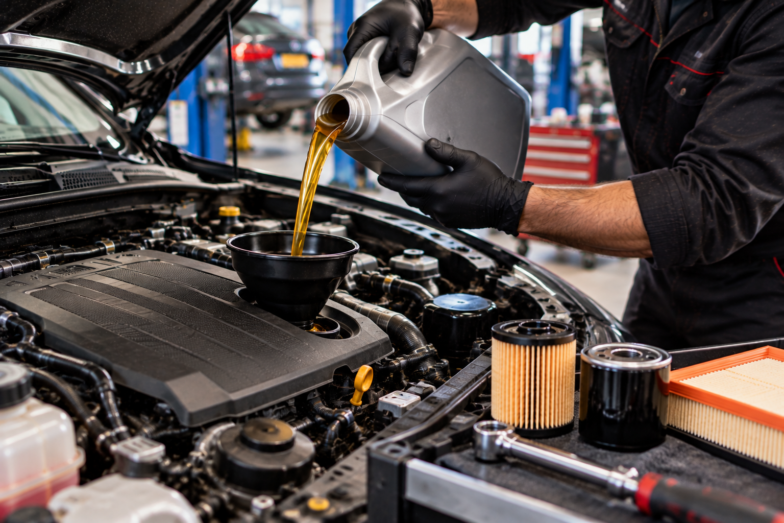 Interim car service with professional engine oil change